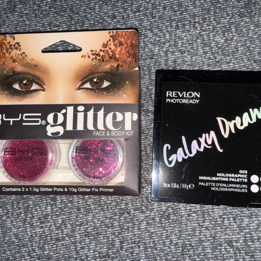Revlon Galaxy Dream Highlighter Palette & BYS Pink Glitter Accents for face/body